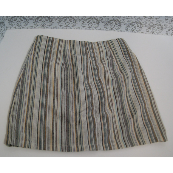 2/$25 & $5.95 Shipping Sky & Sparrow Cotton Linen Button Front Mini Skirt Stripe - Picture 2 of 6